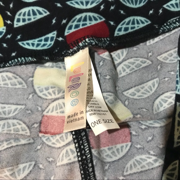 LULAROE OS Leggings Navy Blue World & Lightning - Picture 5 of 5